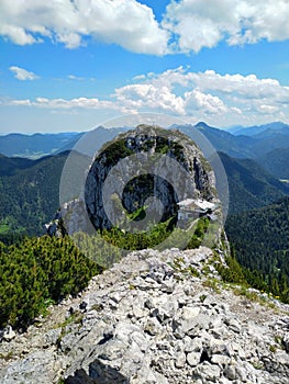 Hiking on the mountain RoÃÅ¸-und Buchstein in Bavaria